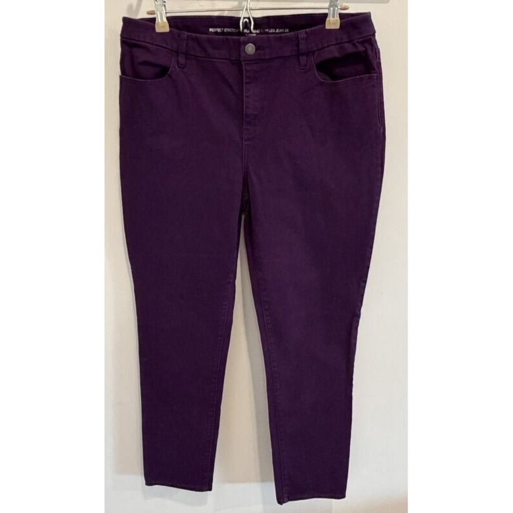 Chicos Perfect Stretch Girlfriend Slim Leg Jeans Deep Purple Size 2R 12